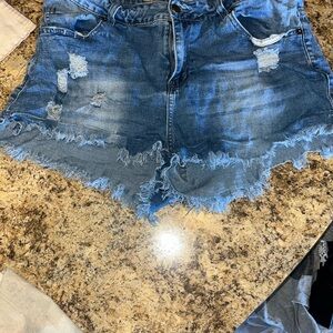 Distressed Denim Shorts